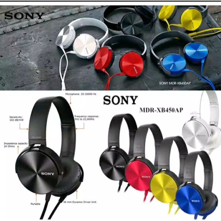 SONY MDR-XB450AP EXTRA BASS HEADSET HEADPHONES | Shopee Philippines