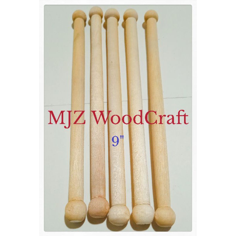 Unpainted Wooden Scroll Rod ( Rounded Tip ) 9