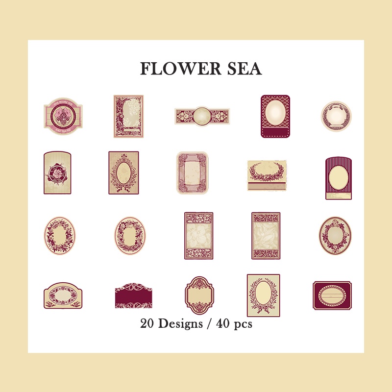 Label sticker set vintage border decorating DIY 40 pcs 8 designs ...