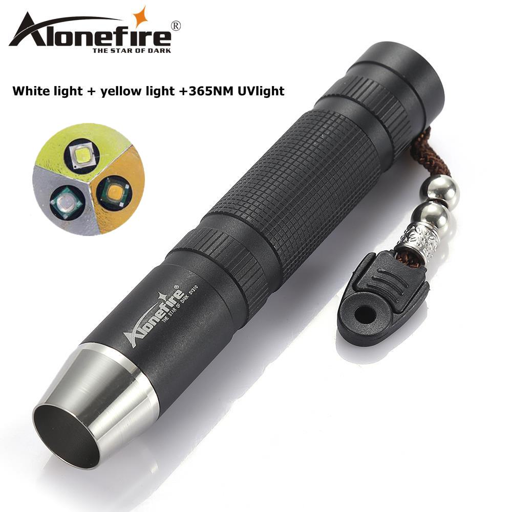 Alonefire SV310 5W LED White Yellow UV 365nm Flashlight Gem Amber Jade ...