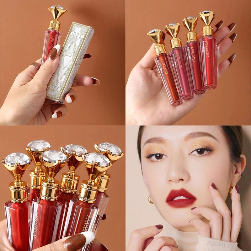 6 Colors Diamond Matte Lip Gloss Velvet To Glitter Liquid Lipstick