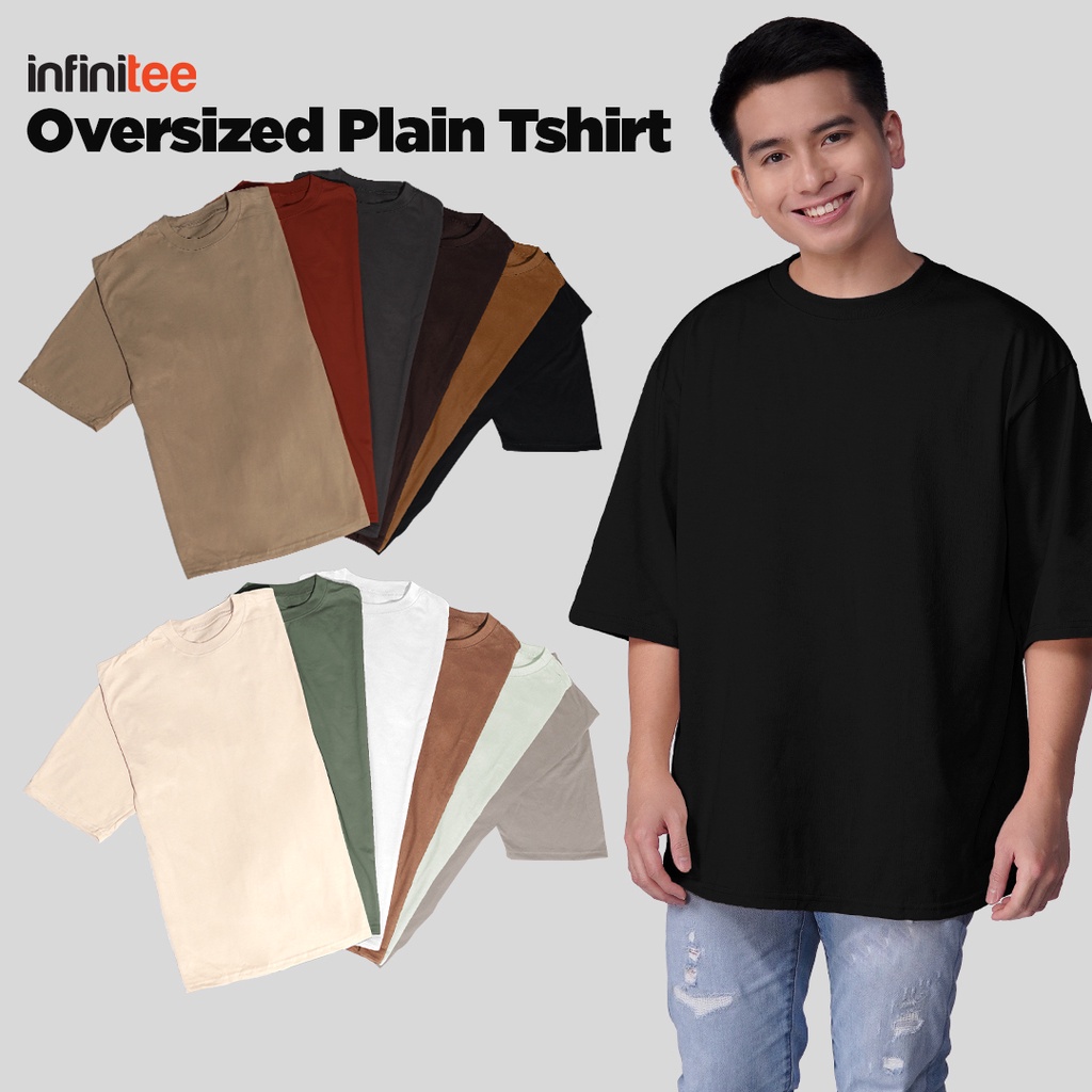 Infinitee Oversized Shirt For Men Women Khaki Green Mocha Plain Tshirt T Shirt Tops Top Plus Size Shopee Philippines