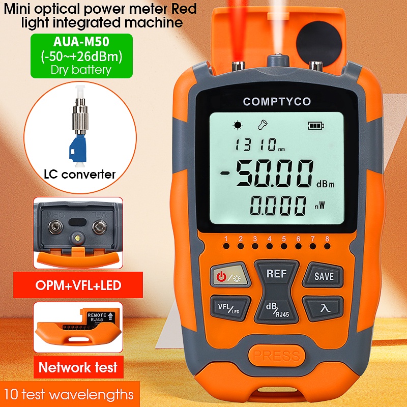 FTTH Mini 6 In 1 Optical Fiber Power Meter OPM Fiber Optical RJ45 Cable Tester Visual Fault Locator 30mw Vfl Laser Penled Light I3028826306