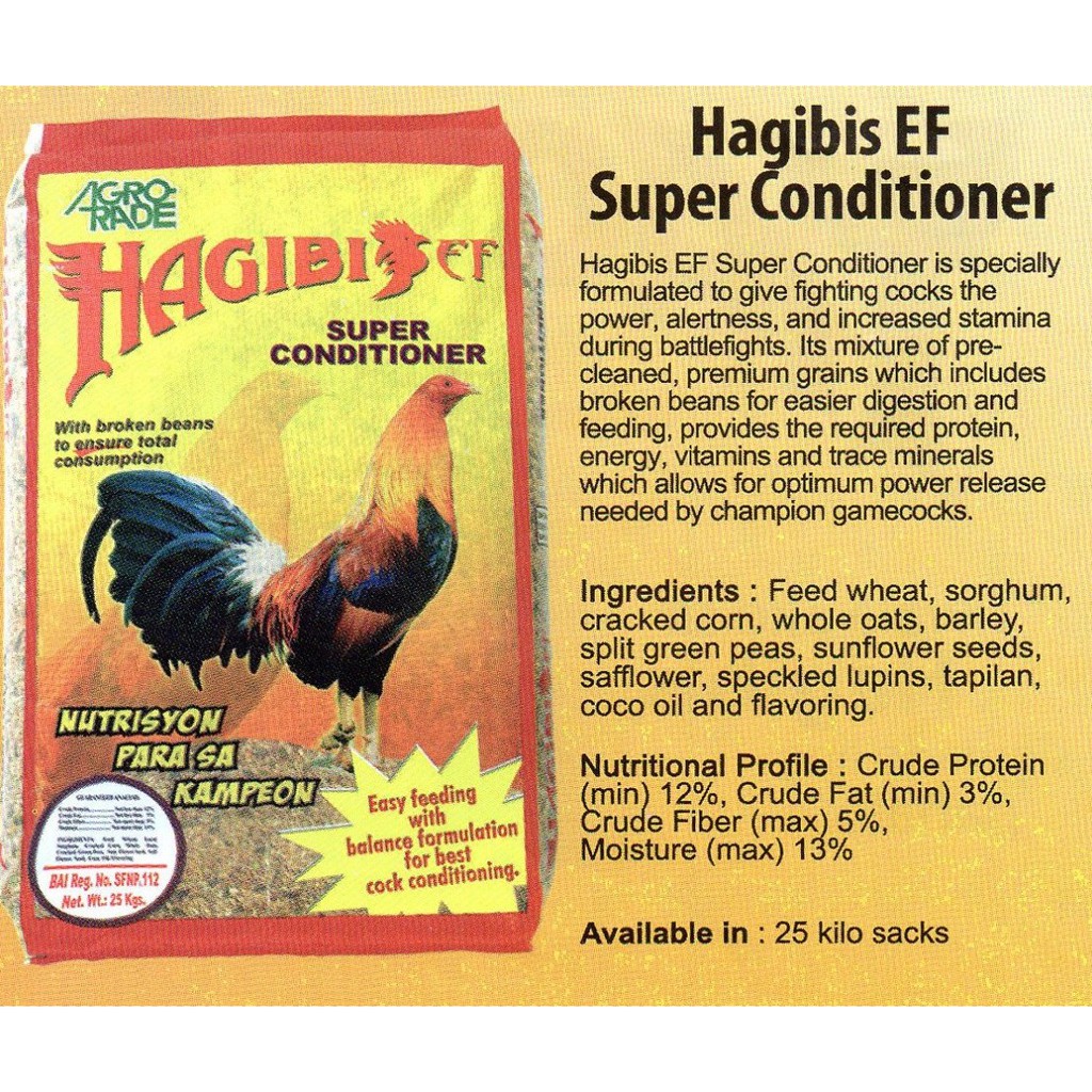 Hagibis Easy Feeding Super Conditioner Sack - Gamefowl feeds ( 25 kg ...