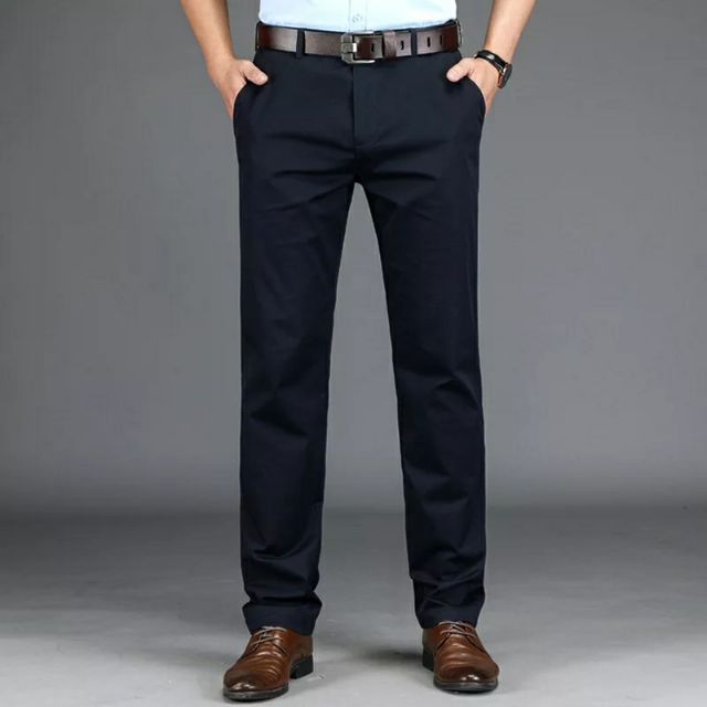 Mens Business Casual Suit Pants Retro High Waist Straight Trousers Office  Work