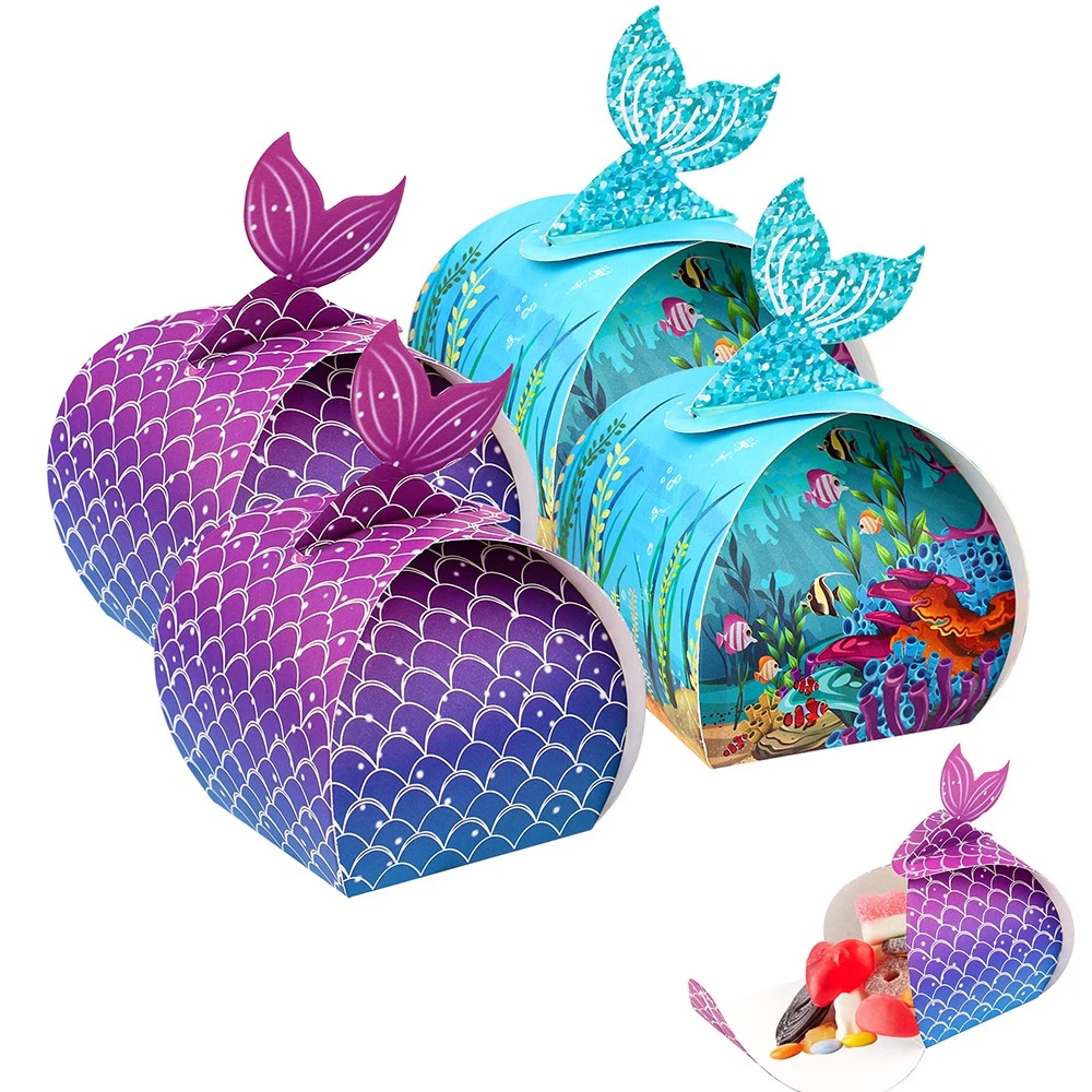 Mermaid Tail Box Candy Box Gift Package Bags Sea Mermaid Theme Favors ...
