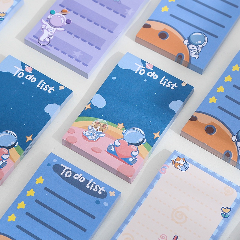 Outer Space Astronaut Moon Cartoon Sticky Note Memo Post it To Do List ...