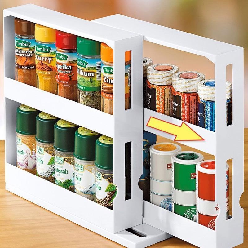 Spice rack Rotating Storage Shelf Multi Function Kitchen Cabinet