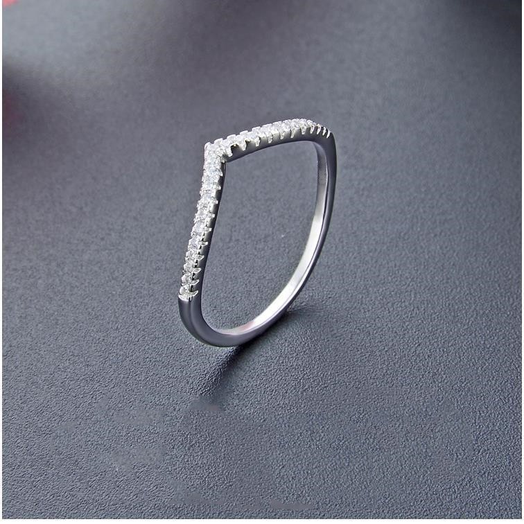Pandora 18K Gold V shape Ring Promise Ring 925 Silver Woman Wedding Engagement Ring Cubic Zirconia Diamond Ring