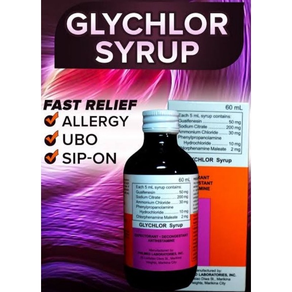 Glychlor Syrup 120mL/Fast Relief for Allergy, Cough and Colds Shopee
