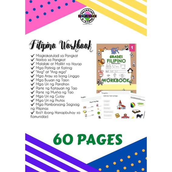 GRADE 1 FILIPINO WORKBOOK | Shopee Philippines
