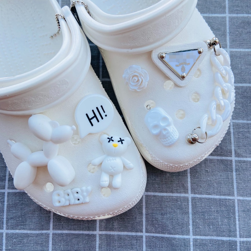 8pcs White bubble dog bearbrick croc jibz Charm Button Fashion Shoes ...