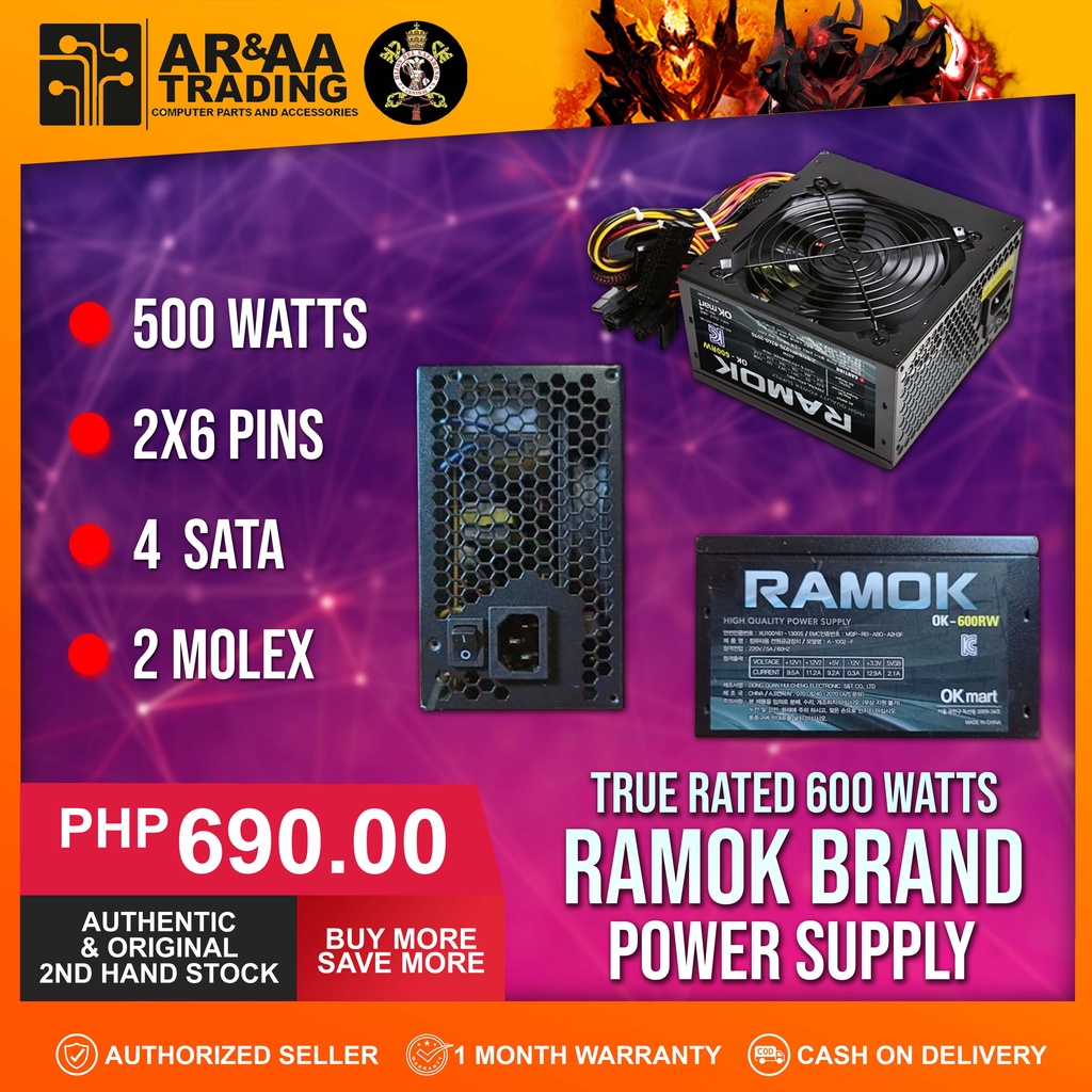 True Rated PSU 600 Watts RAMOK Brand Shopee Philippines