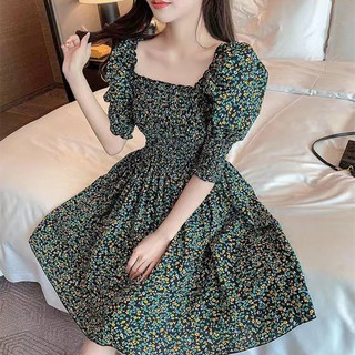 Midi floral dress print dress for women sexy fashion summer dress short  sleeve dresses women casual