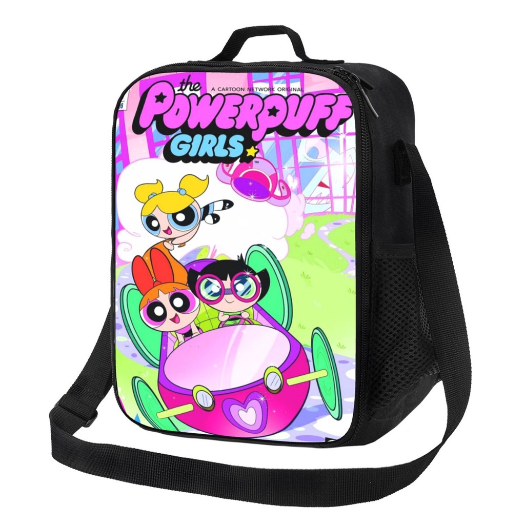 Powerpuff Girls Aluminium Foil Insulated lunch bag Portable School Lunch Box Student with Keep Warm and Cold