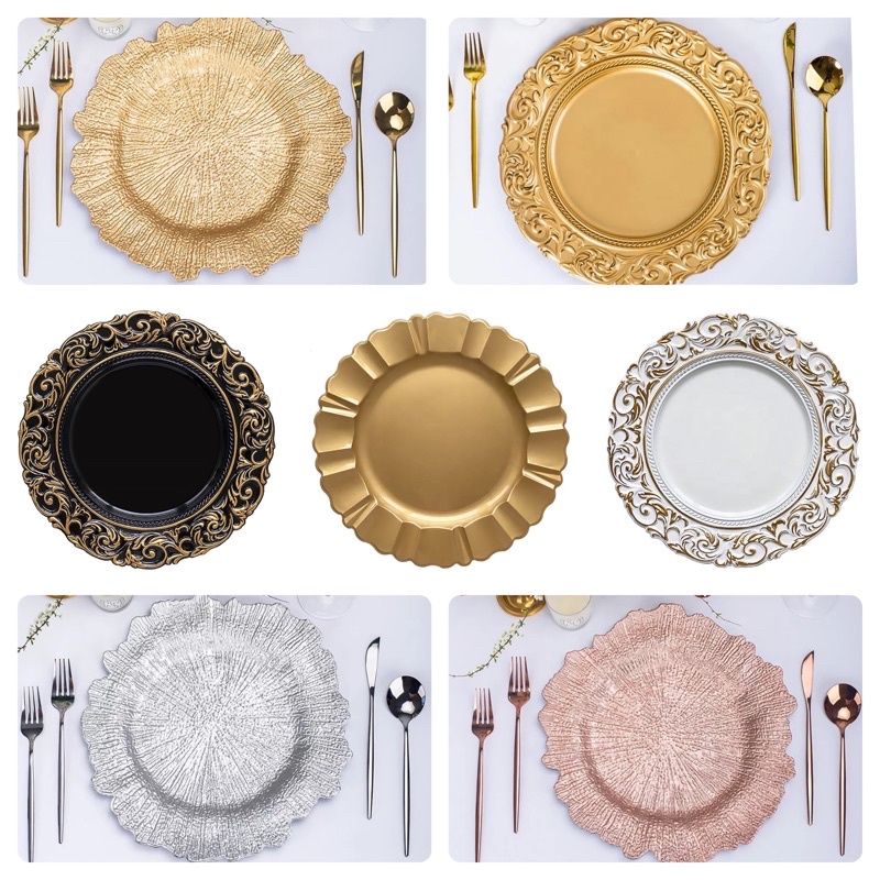 Wholesale 6 or 12pcs Gold Reef Charger plates 13inch Shopee Philippines