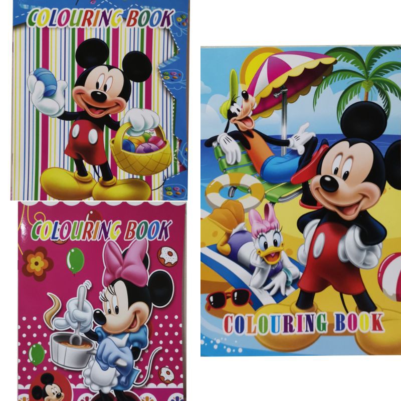 Minnie Mouse and Mickey Mouse coloring book with stickers for birthday