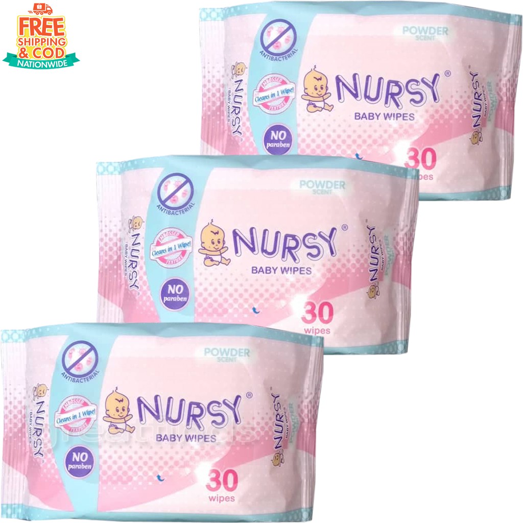 COD Set of 3 Nursy Powder Scent Baby Wipes 30 Sheets Shopee Philippines