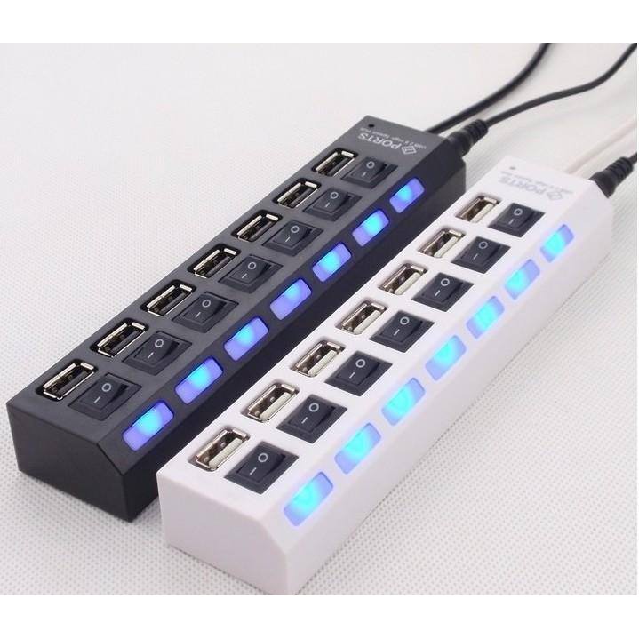 UNIHEART USB Plug-in 7-port HUB Converter with Blue Light White/Black ...