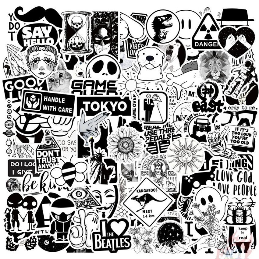 2 Sheets Stickers - Doodle Word Stickers, Black