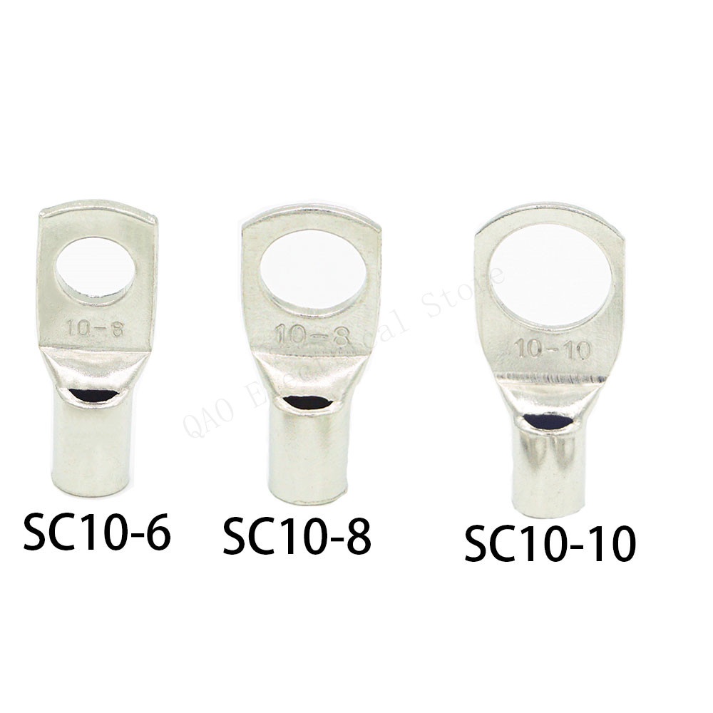 Ring Terminals 10PCS/5PCS SC25-6 25-8 25-10 25-12 Copper Cable Lug Kit Bolt Hole Tinned Cable Lugs Battery Terminals Copper Nose Wire Connector (Color : SC25-10, Pins : 10PCS