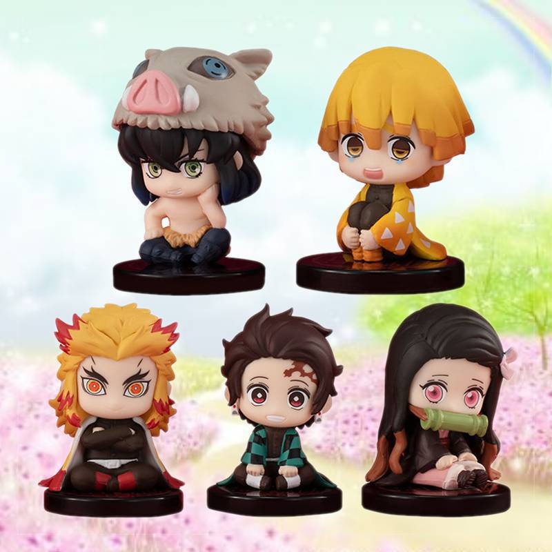 5Pcs/set Doll Tanjirou Zenitsu Nezuko Action Figures Anime Figurine ...