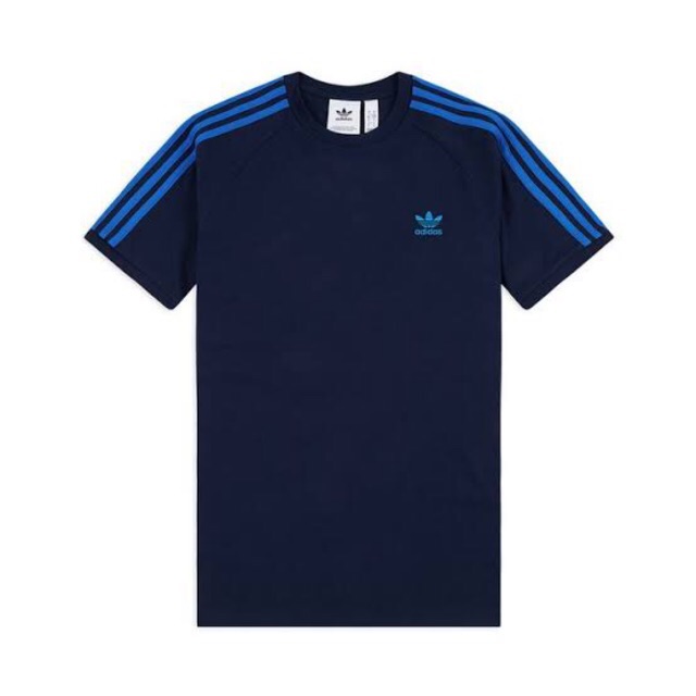 Adidas Retro 3 Stripes T Shirt Collegiate Navy