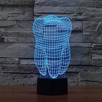 Tooth 3D Acrylic LED Lamp Table Desk Lamp Dentist gift Dentistry ...