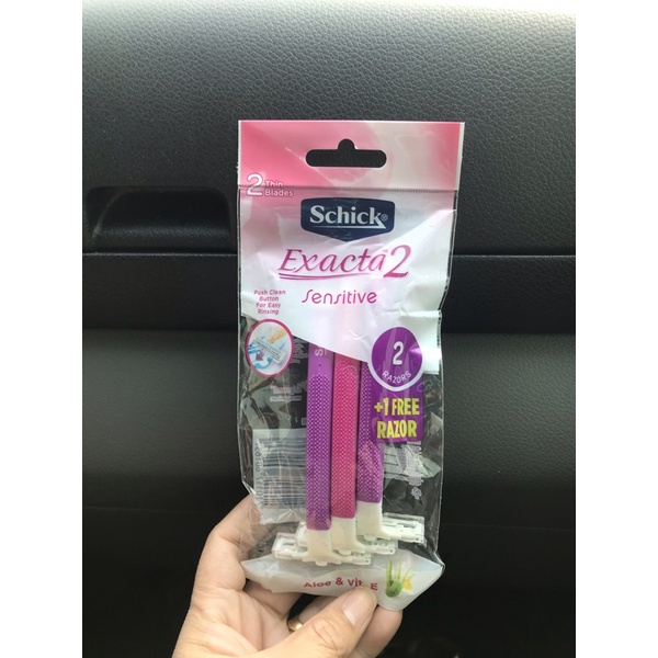 Schick Exacta2 Thin Blades Sensitive Aloe and Vit E 3 razor & 5rasor ...