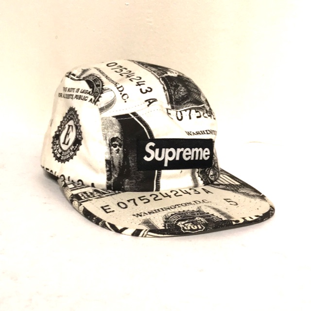 Supreme 100 dollar bill cheap camp cap