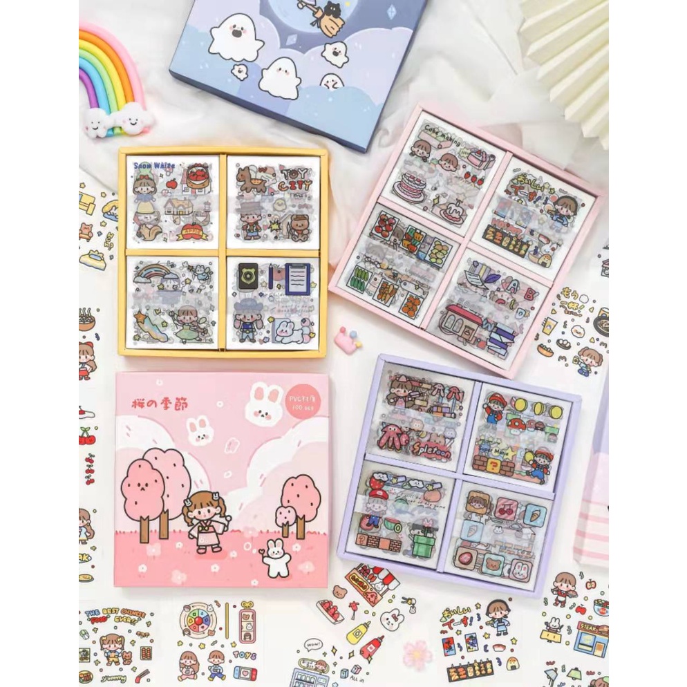 100 sheets sticker gift set assorted design | Shopee Philippines