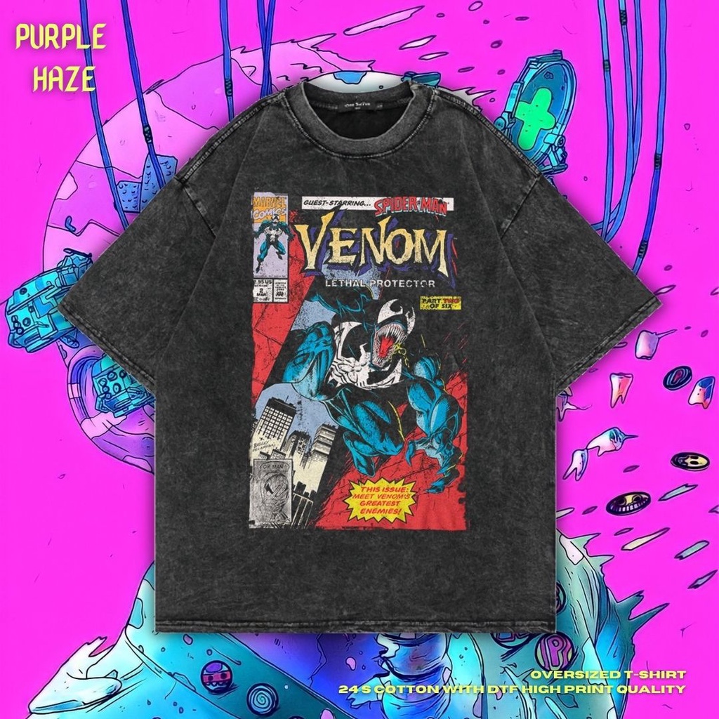Purple Haze "Venom" Oversized T-Shirt | Stone Wash | Venom Shirt ...