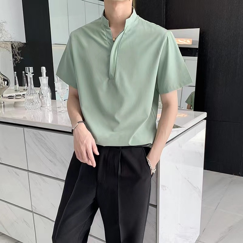 HUILISHI Korean style fashion casual high-quality men's short-sleeved ...