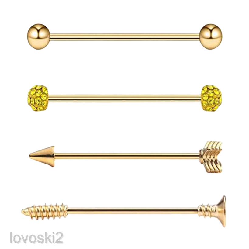[LOVOSKI2] 4x Surgical Stainless Steel Industrial Barbell Earring Body