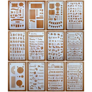 18PCS Journal Stencil Set Journal Planner Stencils for Bullet Dot Journals  and Planners Layout DIY Drawing Calendars, Schedule, Habit Trackers, Goals