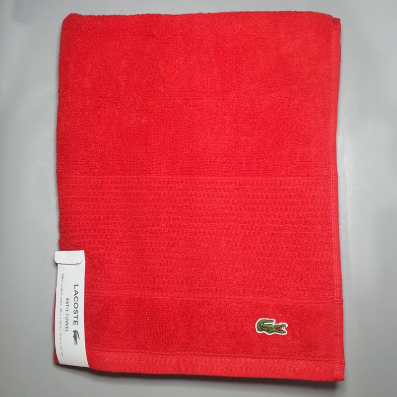 Lacoste Match Cotton Colorblock Bath Towel Red and Black Available Shopee Philippines