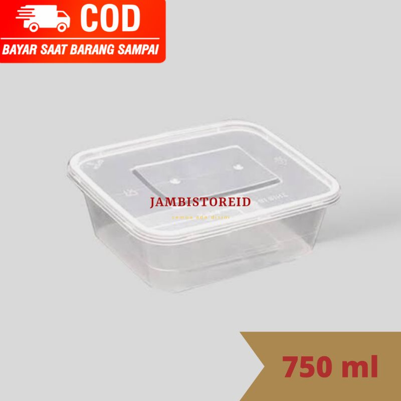 (JAMBISTOREID) Container Medium Box Square Box 750ml 25pcs Mica Plastic