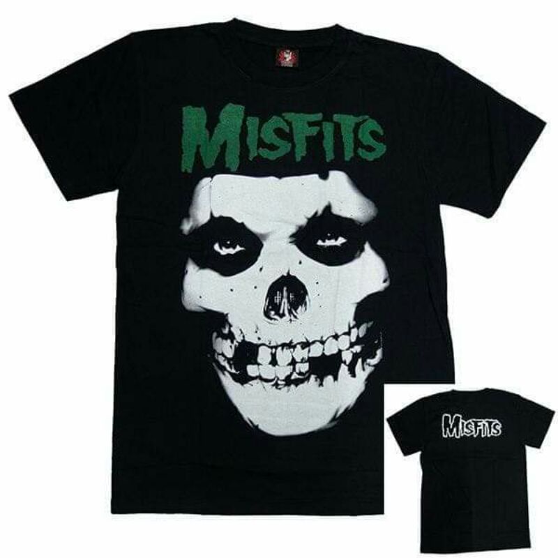 Rock Band Shirt Misfits Green Skull Rock yeah Hot rock brand Black