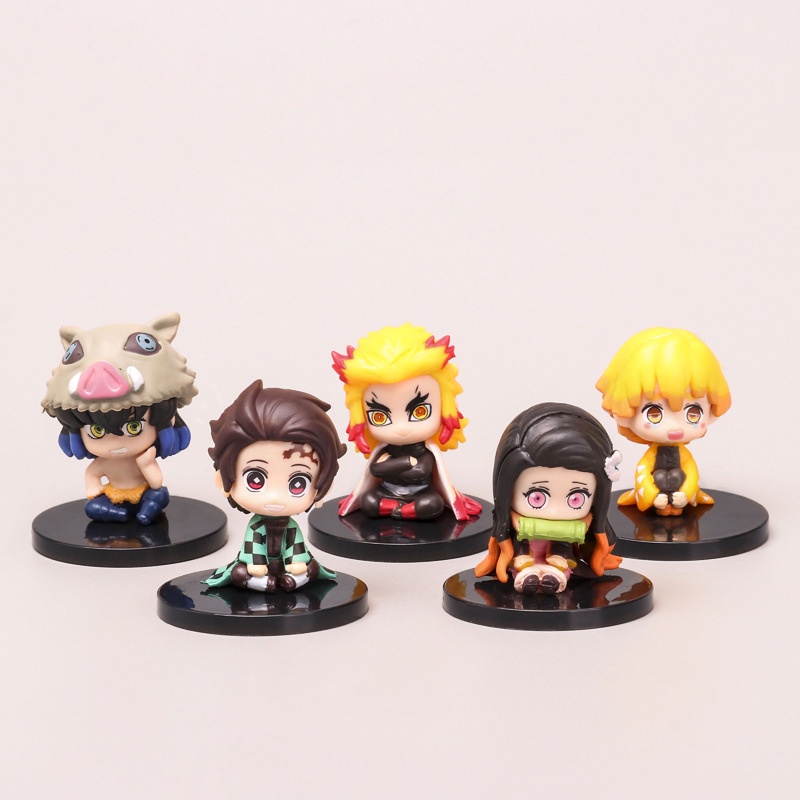 5Pcs/set Doll Tanjirou Zenitsu Nezuko Action Figures Anime Figurine ...