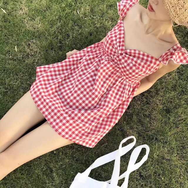 Twisted Chest Checkered Dress | Shopee Philippines