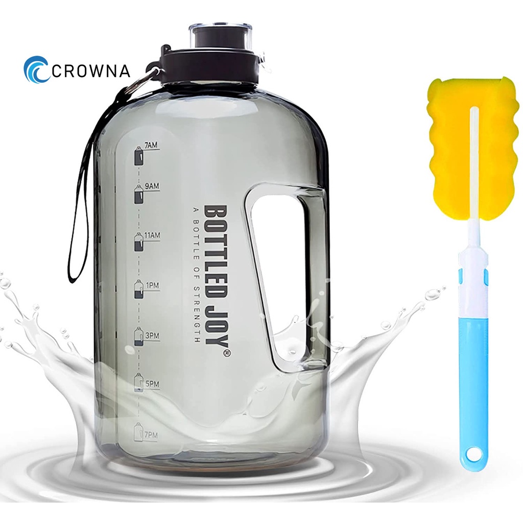 ﺴCROWNA Bottled Joy Gallon Water Bottle Leakproof Large Sport Water Jug