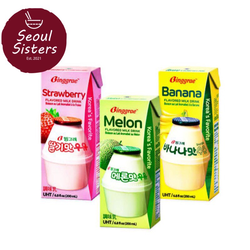 BANANA MELON STRAWBERRY Binggrae Korean Flavored Milk 200ml