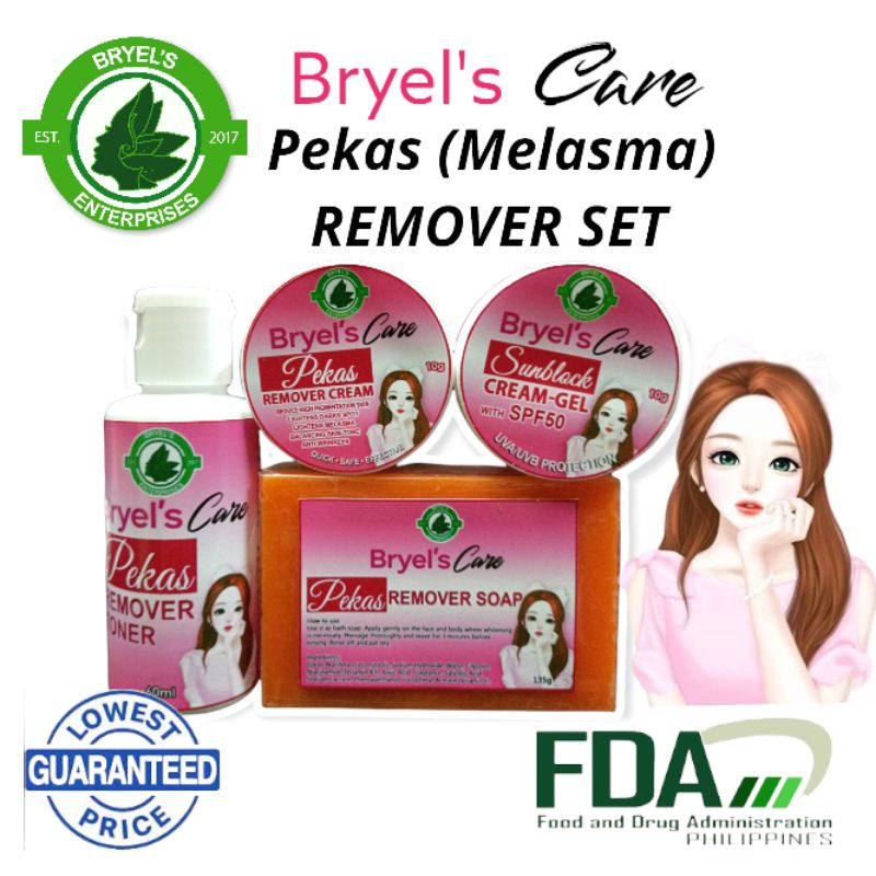 Skincare Set 4 In 1 Set Bryels Care Pekas Removermelasma Remover Setsoap Toner Cream 6969