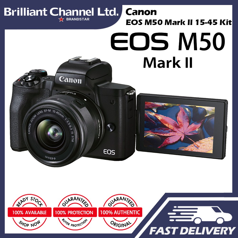 Canon EOS M50 Mark II Mirrorless Digital Camera with 15-45mm Lens ...