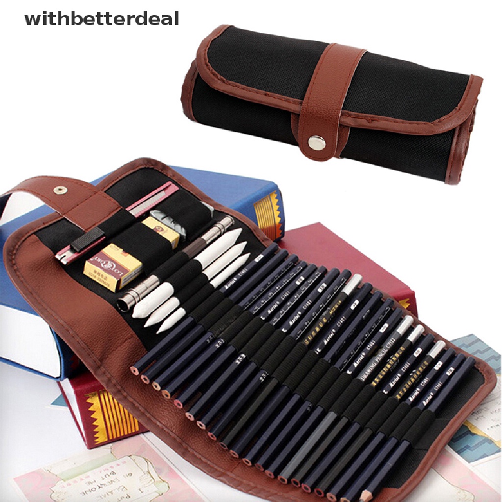 Withbetter 24Pcs Set Sketch Pencils case Charcoal Extender Pencil shade