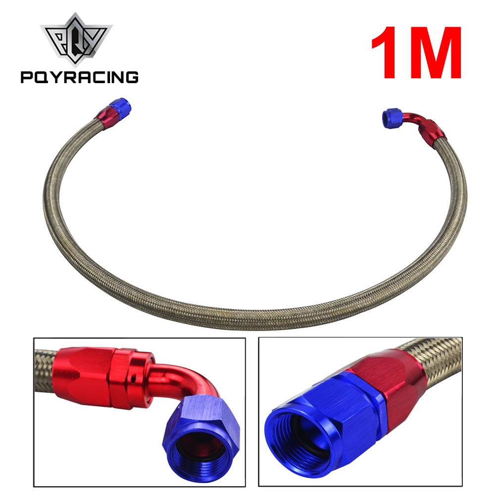 Pqy - 1meter An10 Stainless Steel Braided Fuel Oil Line + Straight An 