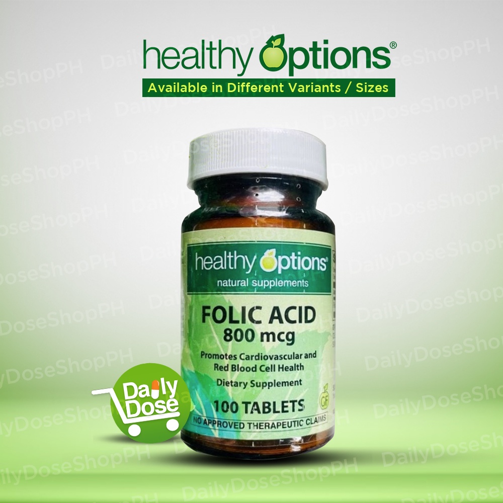 Healthy Options Folic Acid 800mcg 100 250 Tablets Shopee Philippines