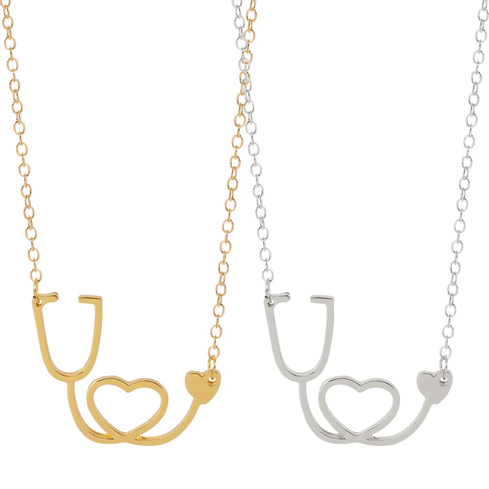 Stethoscope Heart Necklace Simple Love Heart Nurse Doctor Pendant ...