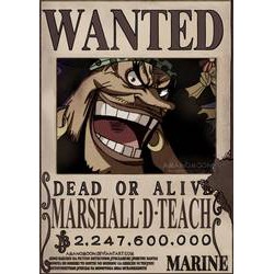 One Piece Wanted Poster with Borderless Frame (Black Beard) | Shopee ...