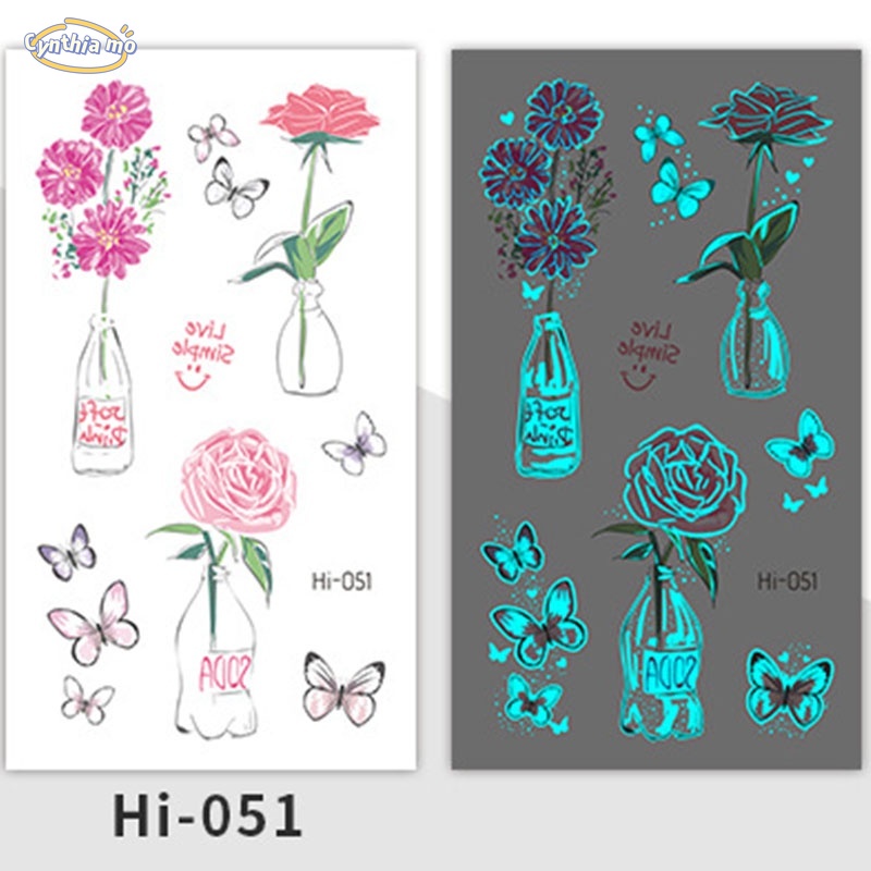 Blue Waterproof Luminous Tattoo Sticker Music Festival Party Luminous ...